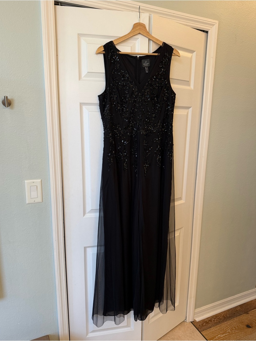 Adrianna Papell Women's Beaded Georgette Jumpsuit black - Picture 5 of 10